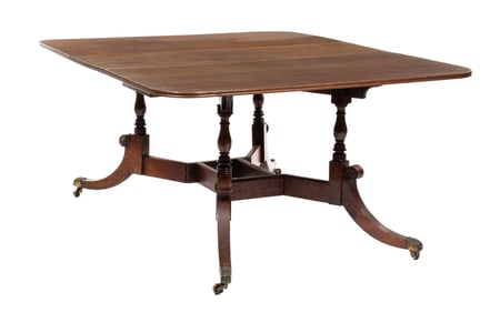 George III Carved Mahogany Cumberland-Action Dining Table