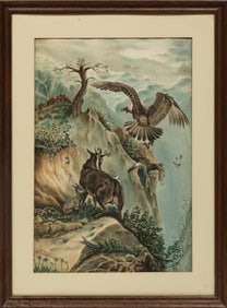 George Louis Viavant, American/Louisiana 1872-1925, "Ascending the Treacherous Path", watercolor on