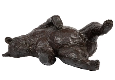 Peter Brooke, British/American b. 1965, ?Relaxing Bear?, bronze, 8 3/4 x 18 3/4 x 14 in. (22.2 x
