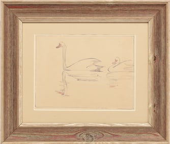 Sadie A. E. Irvine, American/Louisiana 1886-1970, "Swans", watercolor on paper, Sheet: 9 x 12 in.