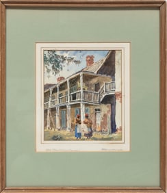 Charles Oglesby Longabaugh, American/Louisiana 1885-1944, "Old Plantation House", watercolor on