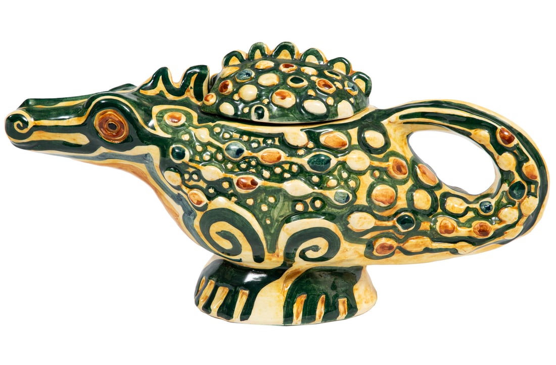 Shearwater Pottery Alligator Pitcher: Shearwater Pottery Alligator Pitcher2011,6 1/2 x 12 3/4 x 5 in. (16.5 x 32.4 x 12.7 cm.)