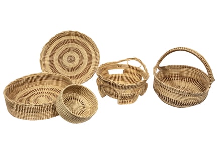 Five Contemporary Gullah Sweetgrass Baskets