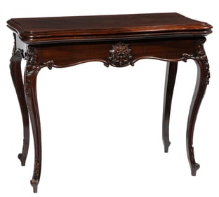 American Rococo Carved Rosewood Games Table