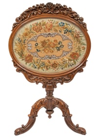 American Rococo Carved Rosewood Fire Screen