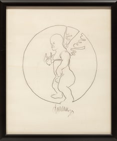 George Valentine Dureau, American/Louisiana 1930-2014, ?Putto? and ?Male Figure?, 2 charcoals on