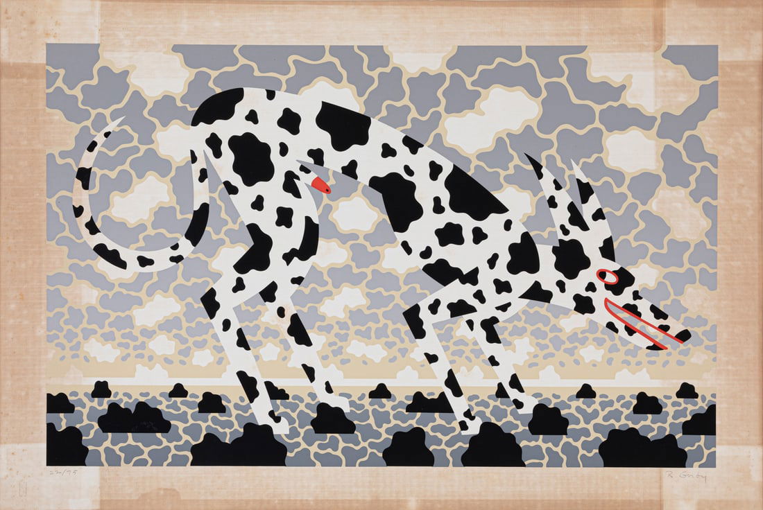 Robert Gordy, American/Louisiana 1933-1986, ?Landscape with Spotted Dog #1?, silkscreen, Sheet: 22 (1 of 3)