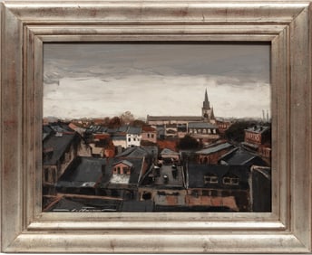 Alan Raymond Flattmann, American/Louisiana b. 1946, "French Quarter Rooftops", oil on canvas, 18 x