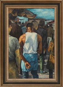 Alan Raymond Flattmann, American/Louisiana b. 1946, ?At the Parade?, oil on canvas, 30 x 20 1/2 in.