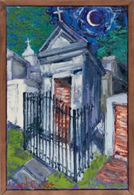 James Michalopoulos, American/Louisiana b. 1951, "Kryptic", oil on canvas, 23 1/2 x 15 1/2 in. (59.7