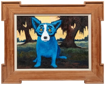 George Rodrigue, American/Louisiana 1944-2013, ?Good Morning Blues?, oil on canvas, 18 x 24 in.