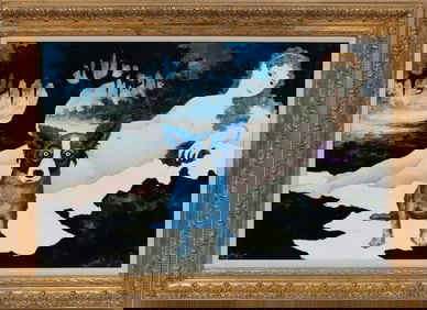 George Rodrigue, American/Louisiana 1944-2013, "Wrong Century", direct image transfer on board, 24 x