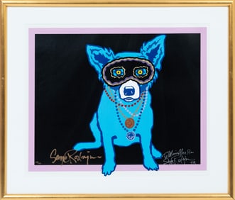 George Rodrigue, American/Louisiana 1944-2013, ?Waiting for Rex?, silkscreen, 23 x 28 3/4 in. (58.4