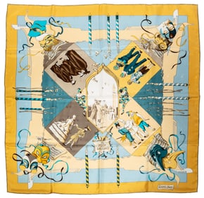 Hermès "Le Carnaval de Venise" or "Fetes Venitiennes" Silk Scarf 90