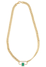 14 kt. Yellow Gold, Emerald and Diamond Pendant on Gold Chain