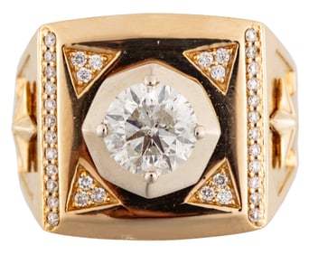 14 kt. Yellow Gold and Diamond Man's Ring