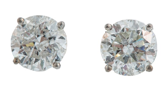 Pair of 14 kt. White Gold and Diamond Stud Earrings