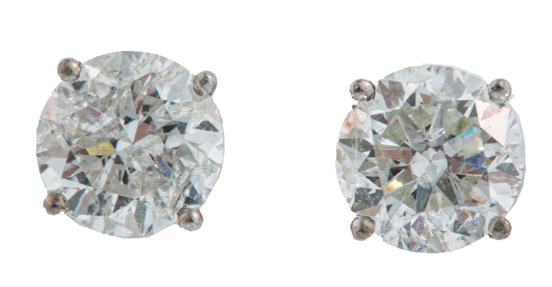 Pair of 14 kt. White Gold and Diamond Stud Earrings (1 of 3)