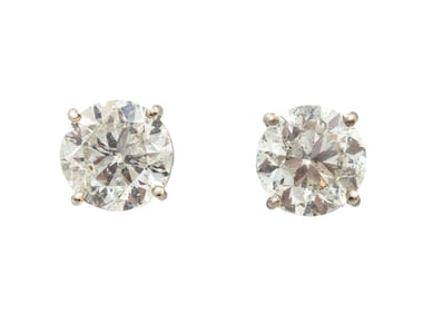 Pair of 14 kt. White Gold and Diamond Stud Earrings