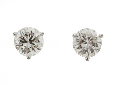 Pair of 14 kt. White Gold and Diamond Stud Earrings