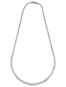 14 kt. White Gold and Graduated Diamond Necklace