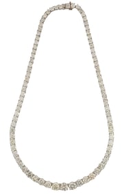 Very Fine Platinum and Graduated Diamond Necklace