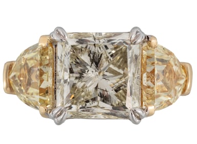 18 kt. Two Tone Gold, Diamond and Yellow Diamond Ring