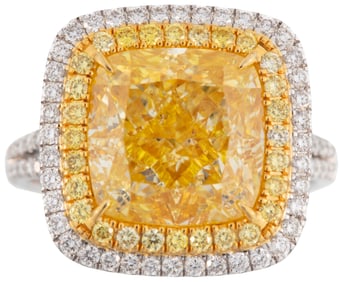 18 kt. Two Tone Gold, Yellow Diamond and Diamond Ring