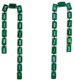 14 kt. White Gold and Emerald Dangle Earrings