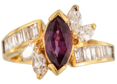 18 kt. Yellow Gold, Ruby and Diamond Ring