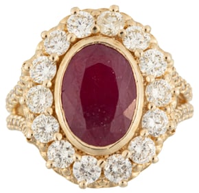 14 kt. Yellow Gold, Ruby and Diamond Ring