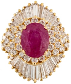 18 kt. Yellow Gold, Burmese Ruby and Diamond Ring