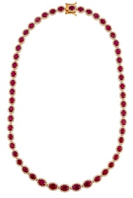 14 kt. Yellow Gold, Burmese Ruby and Diamond Necklace