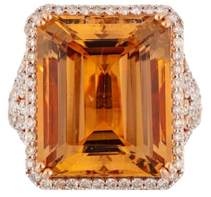 14 kt. Rose Gold, Morganite and Diamond Ring