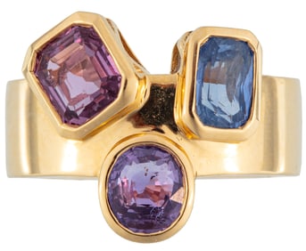 18 kt. Yellow Gold and Multicolor Sapphire Ring