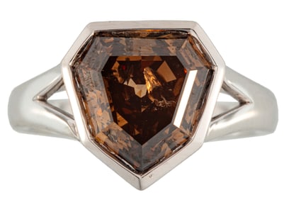 Modern Platinum and Brown Diamond Ring