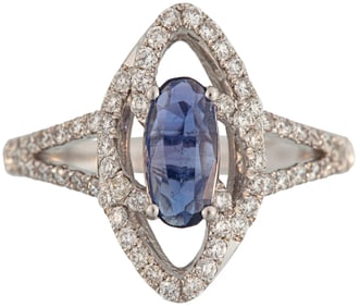 Platinum, Kashmir Sapphire and Diamond Ring