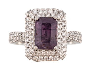 Platinum, Kashmir Sapphire and Diamond Ring