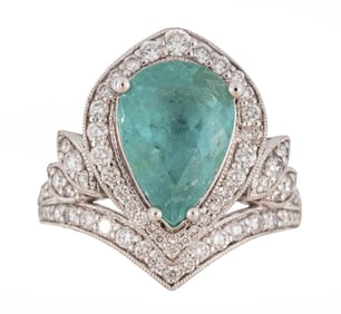 Platinum, Paraiba Tourmaline and Diamond Ring