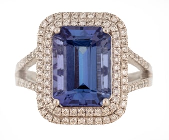 Platinum, Tanzanite and Diamond Ring