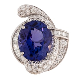 Platinum, Tanzanite and Diamond Ring