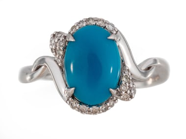 Platinum, Turquoise and Diamond Ring