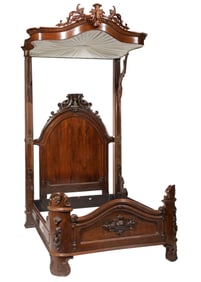 American Rococo Faux Grained and Rosewood Half-Tester Bed