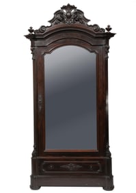 American Rococo Carved Rosewood Armoire