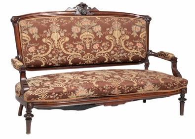 American Renaissance Carved Walnut Settee