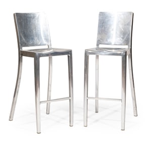Pair of Philippe Starck for Emeco Polished Aluminum "Hudson" Stools