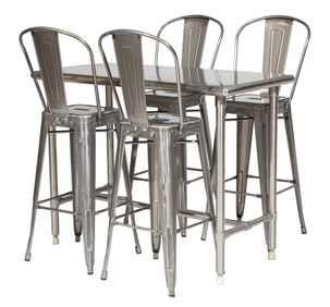 Contemporary Stainless Steel Dining Set
