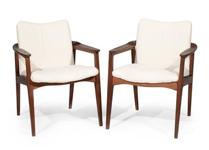 Pair of Sigvard Bernadotte for France and Son Teak Armchairs: Pair of Sigvard Bernadotte for France and Son Teak Armchairs fully marked 30 x 24 x 23 in. (76.2 x 61 x 58.4 cm.)