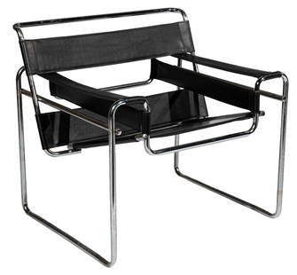 Marcel Breuer-Style Wassily Chair: Marcel Breuer-Style Wassily Chair chrome and leather 29 x 30 x 27 in. (73.7 x 76.2 x 68.6 cm.)
