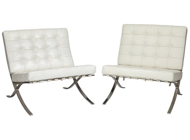 Near Pair of Mies van der Rohe-Style Barcelona Chairs